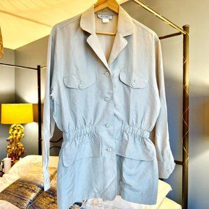 100% Silk Tan Safari Cargo Jacket